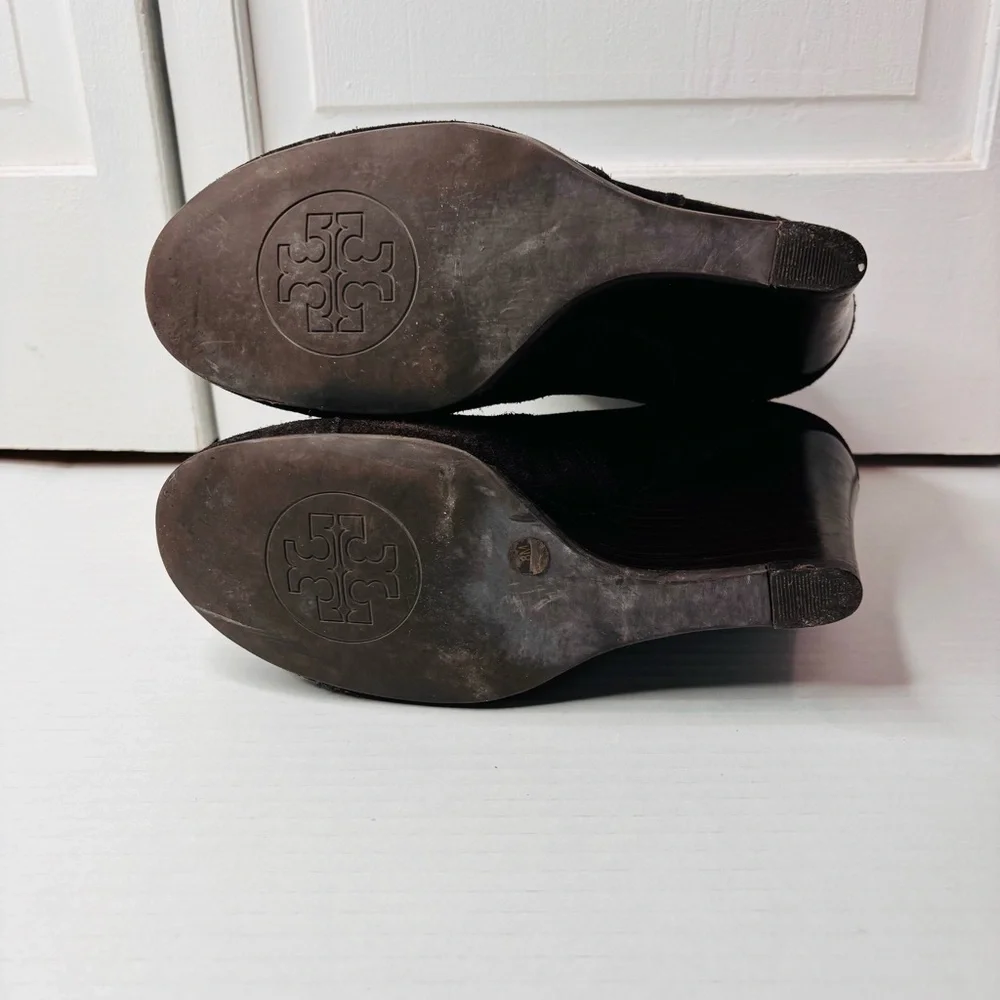 TORY BURCH Adrienne Brown Suede Ankle Booties Size 8